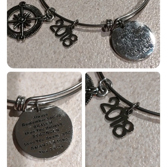 Inspirational Charm Bangle Bracelet Engraved Message'Always remember you're - Picture 2 of 9